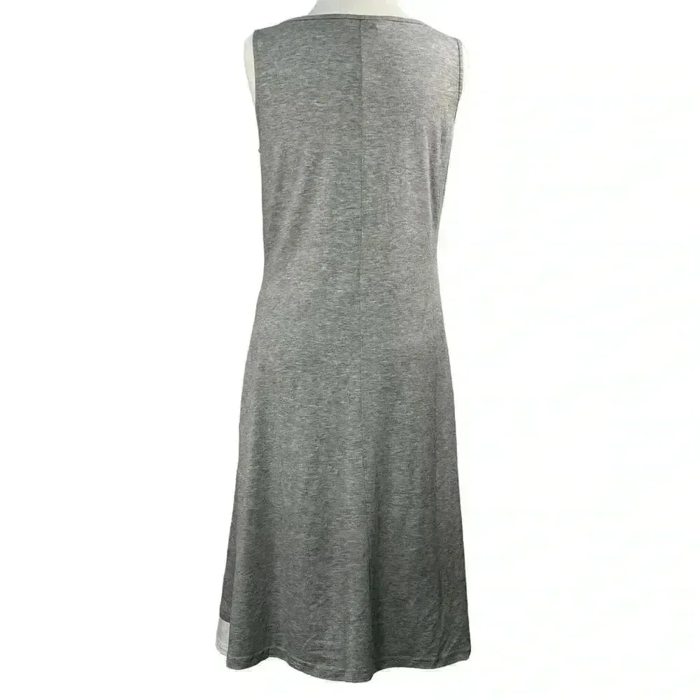 Nora Cora NWT Gray with‎ White Lace Front Knee Length Cotton Blend Dress Medium - Image 2