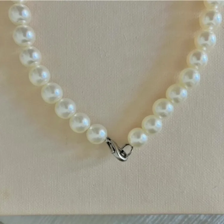 Pearl Drop Choker Necklace Vintage “Calais” Silvercore Classic  Remade - Image 4