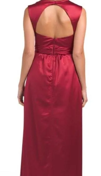 Amsale Open Back Charmeuse Gown Red Size 8 - Image 3