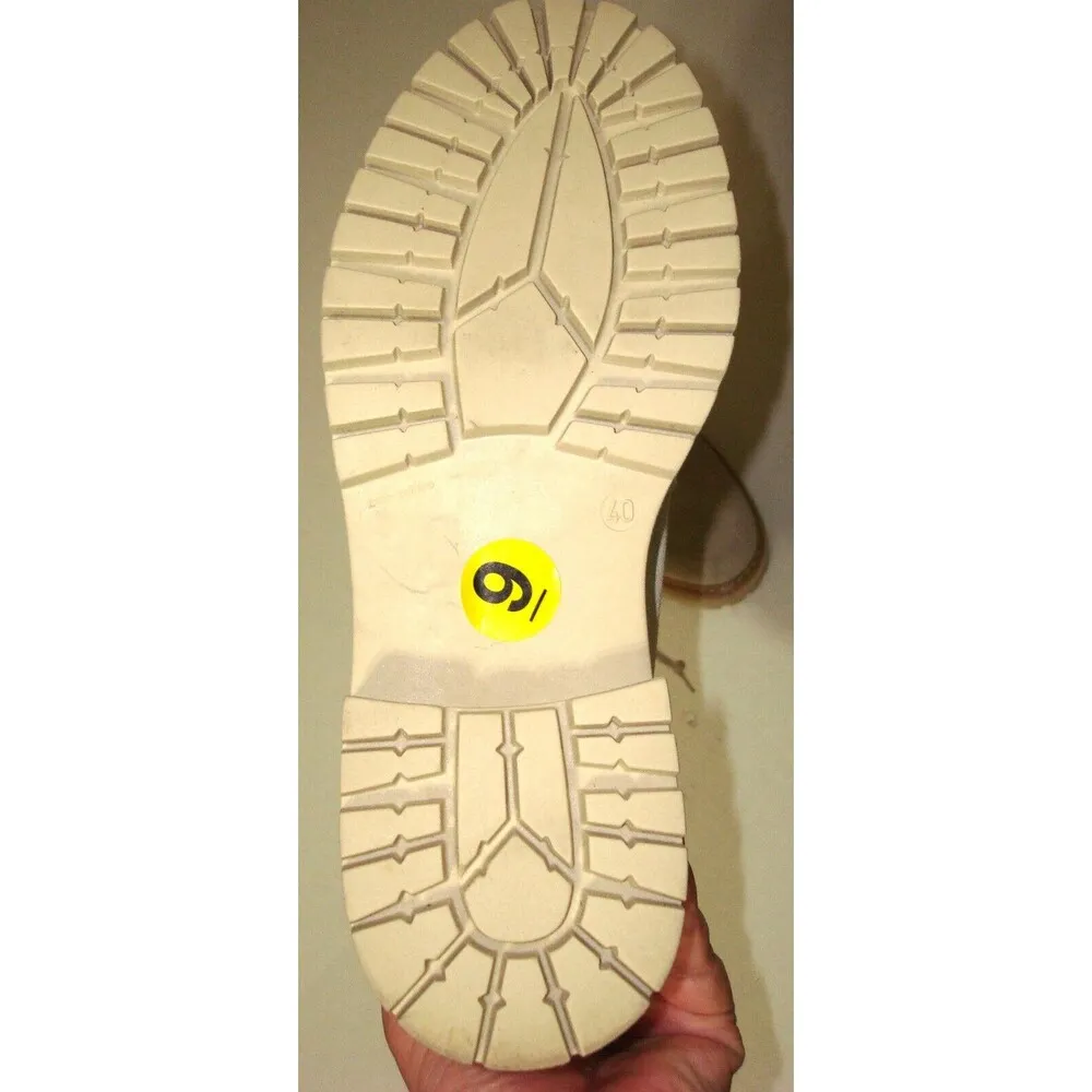 New Womens Cream Off White Lace Up Shearling Suede Hiking Boots 40 9 Fabianelli - Image 4