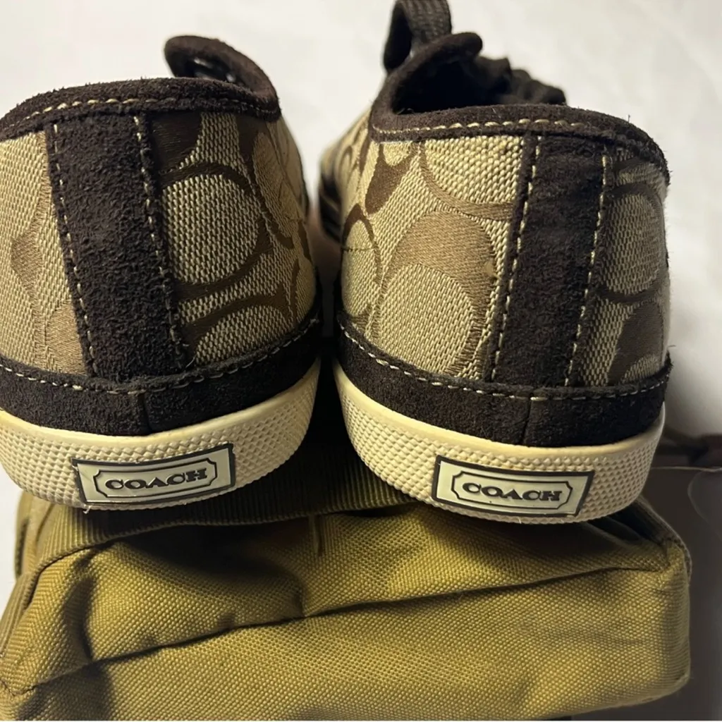 Coach  Tan and Brown Monogram Sneakers - Image 3
