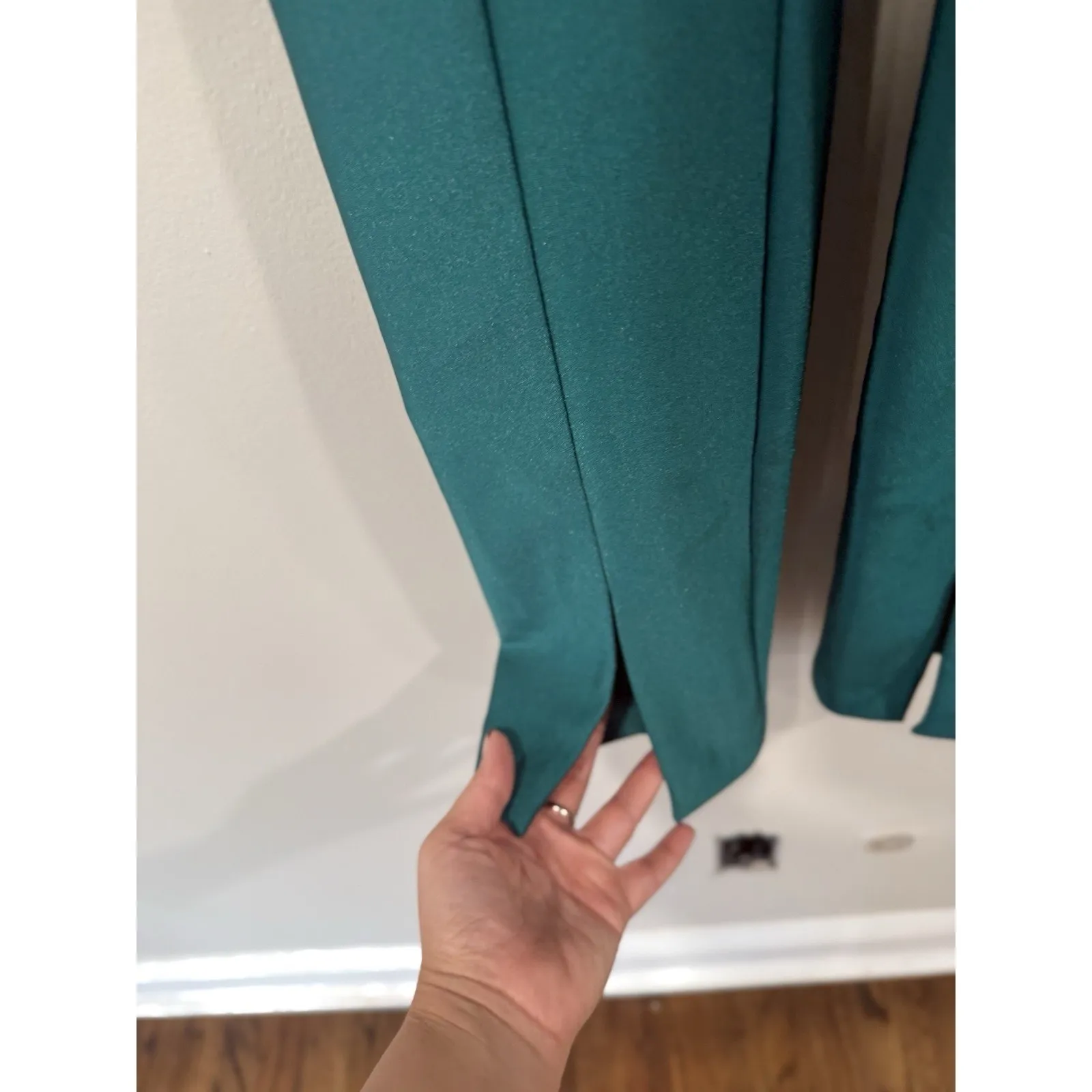 Zara Womens Studio Split Leg Cigarette Pants Metallic Green Size S - Image 5