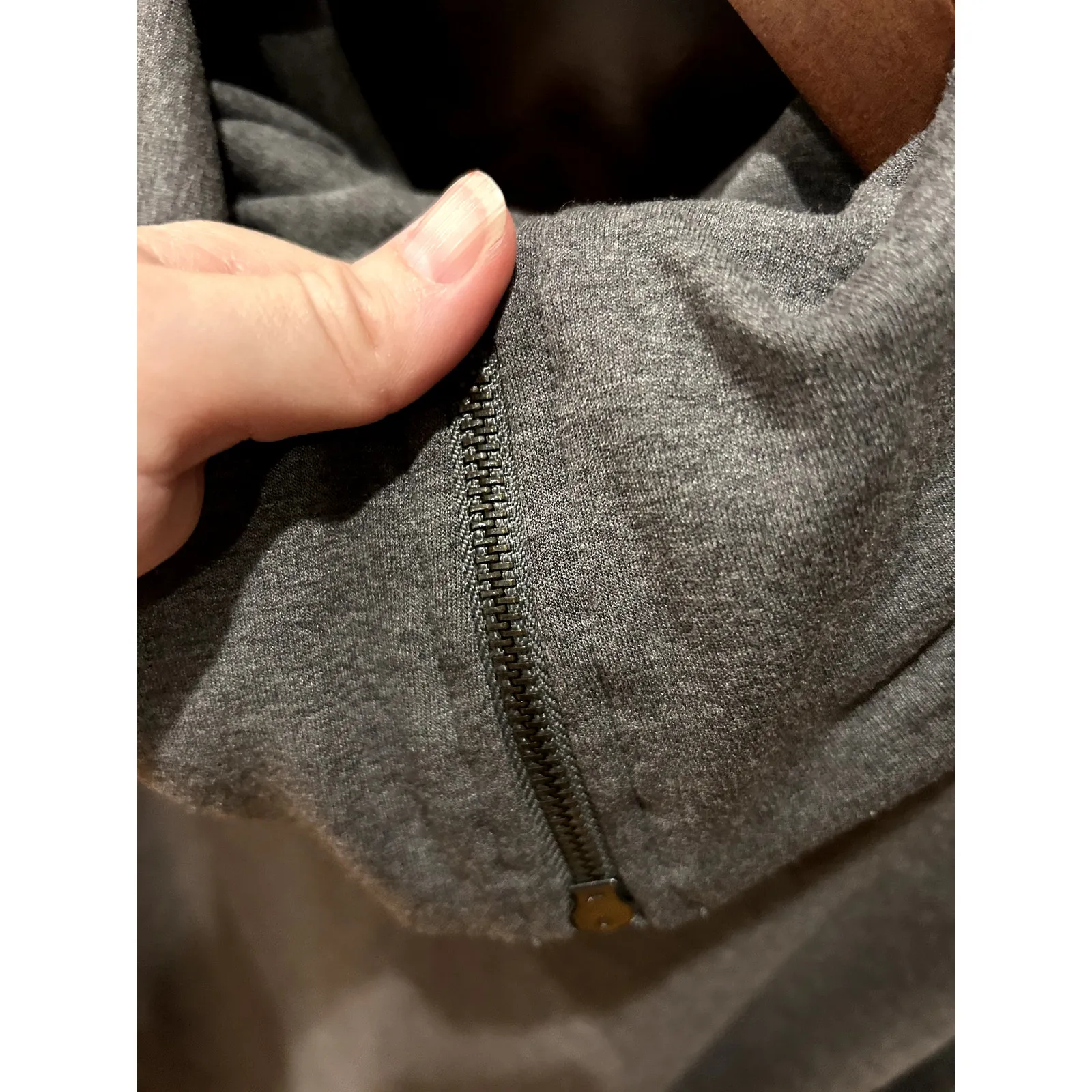 Women's Size XL The Sweatshirt Project Heathered Gray Cowl Neck Zipper Detail - Image 4