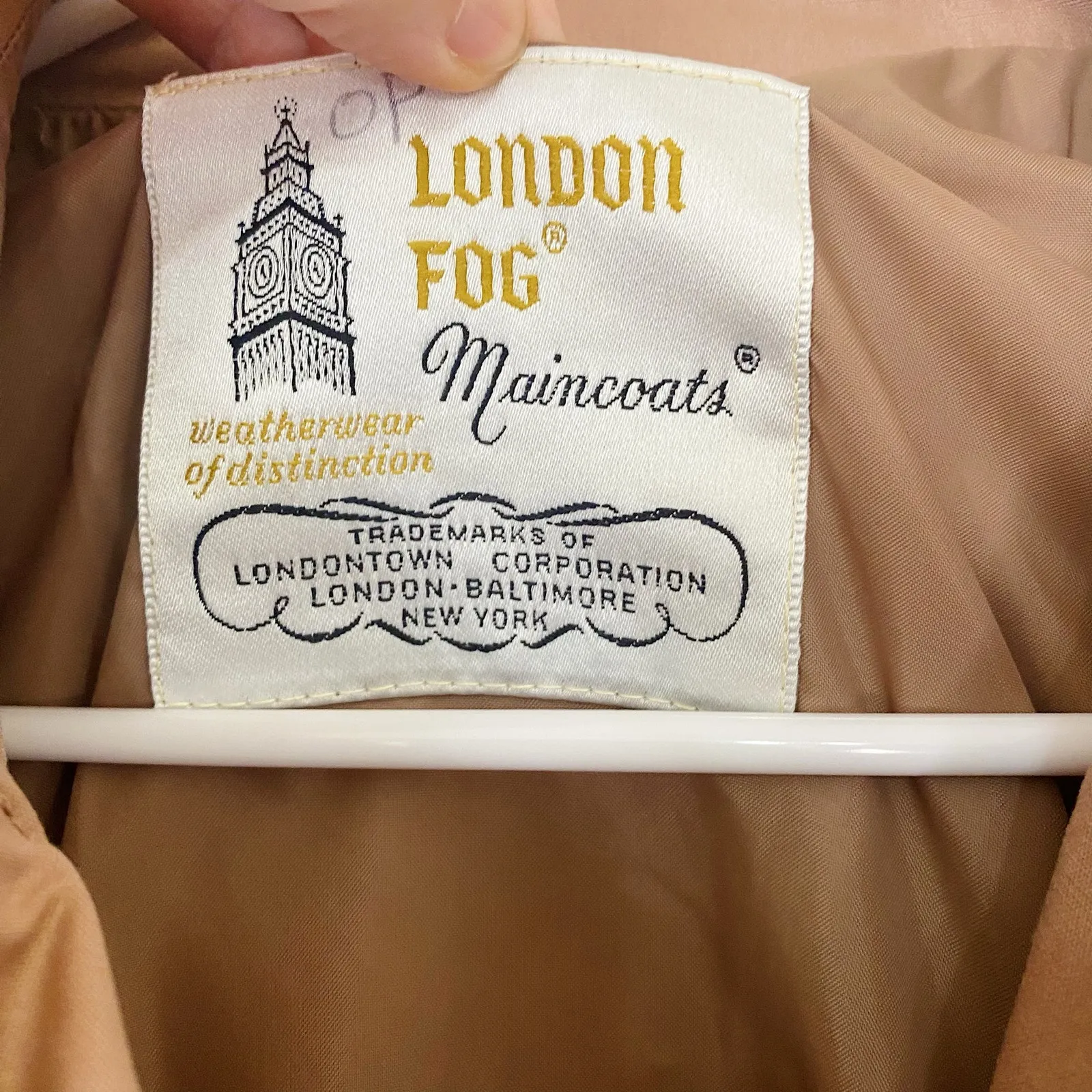 Vintage London Fog Pink Cotton Blend Belted Trench Coat Pea Coat Size 8P - Image 5