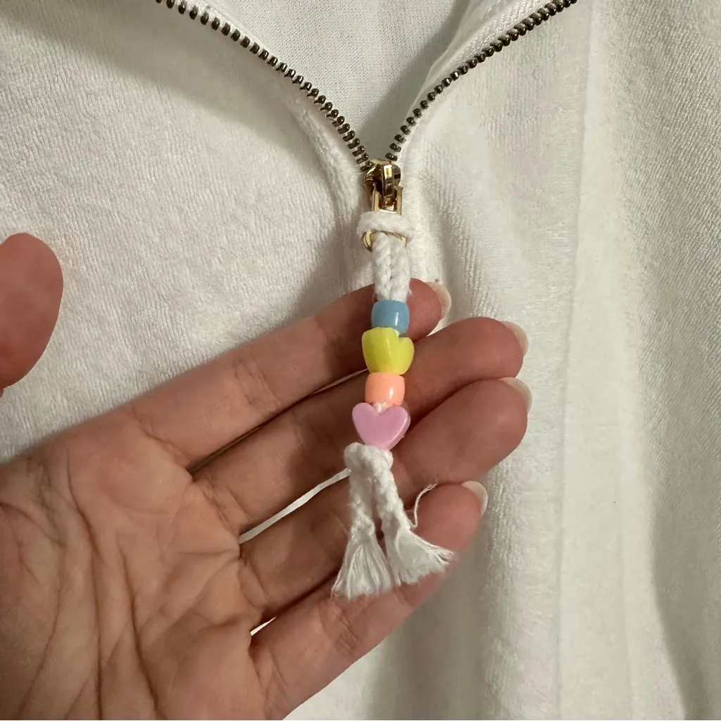 Stoney Clover Lane Terry Cropped Pullover Sweatshirt 1/4 Zip Size Medium - Image 5