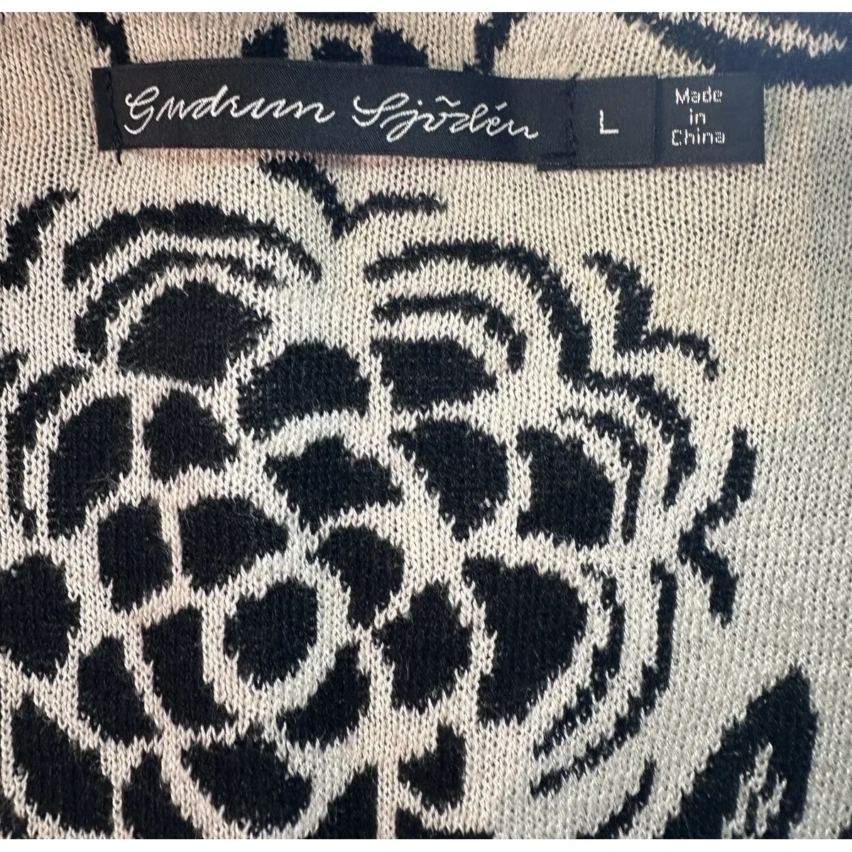 Gudrun Sjödén L Black & White Floral Knit Vest Tunic Organic Cotton linen NWOT Size L - Image 7