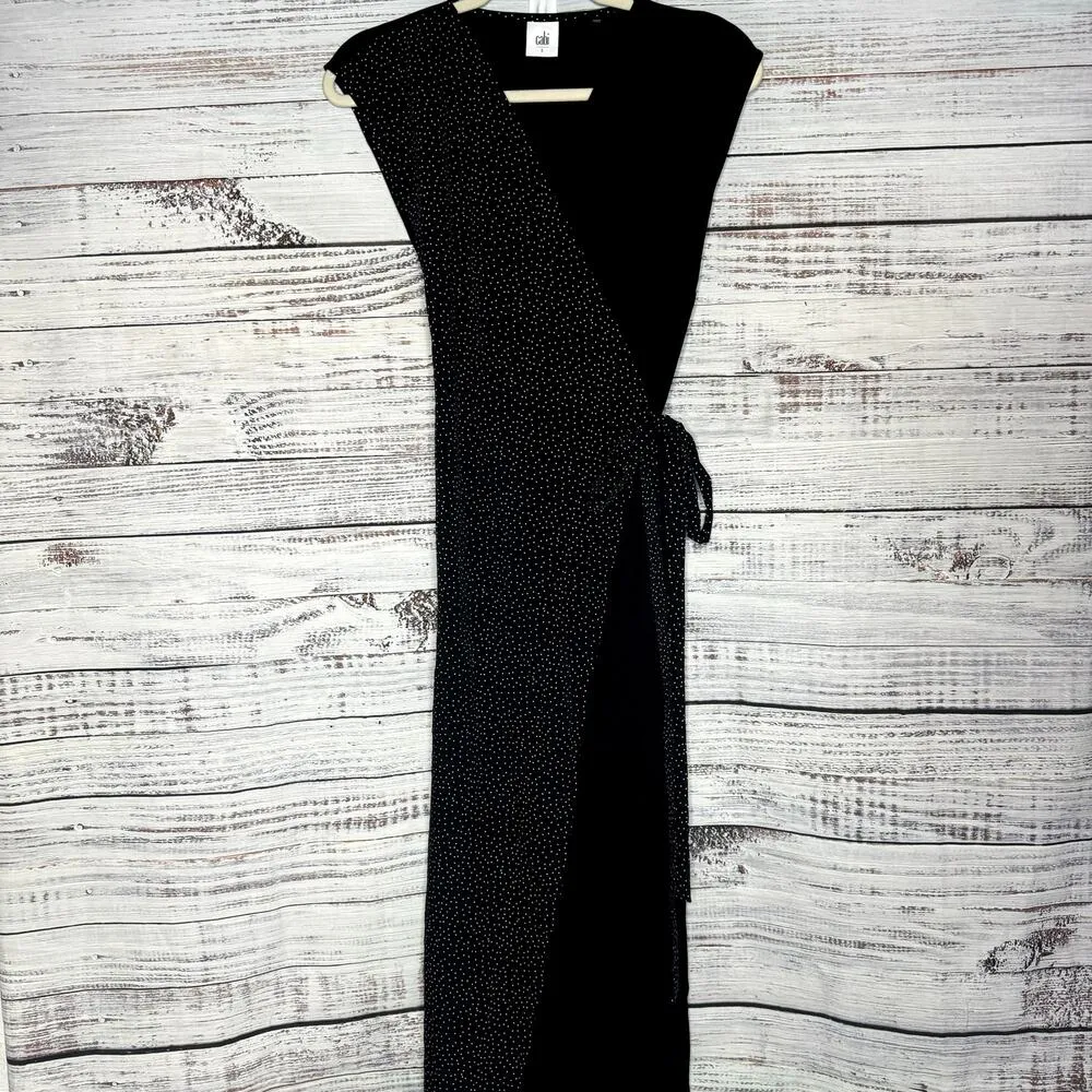 CAbi Limited Edition Disco Wrap Dress 5609 Black Polka Dot Small - Image 2
