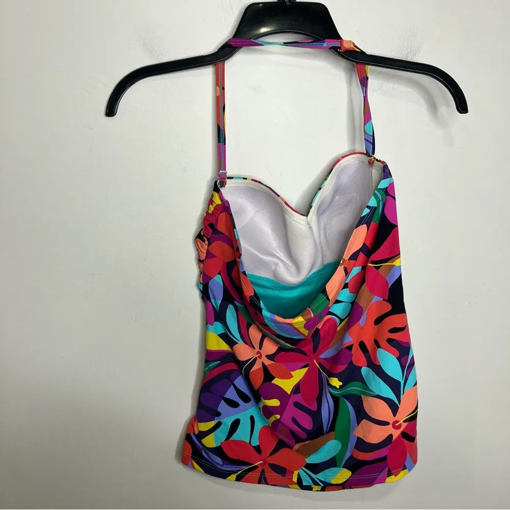 Bleu Rod Beattie multicolored leaf‎ pattern tankini top women’s size 10 summer - Image 6