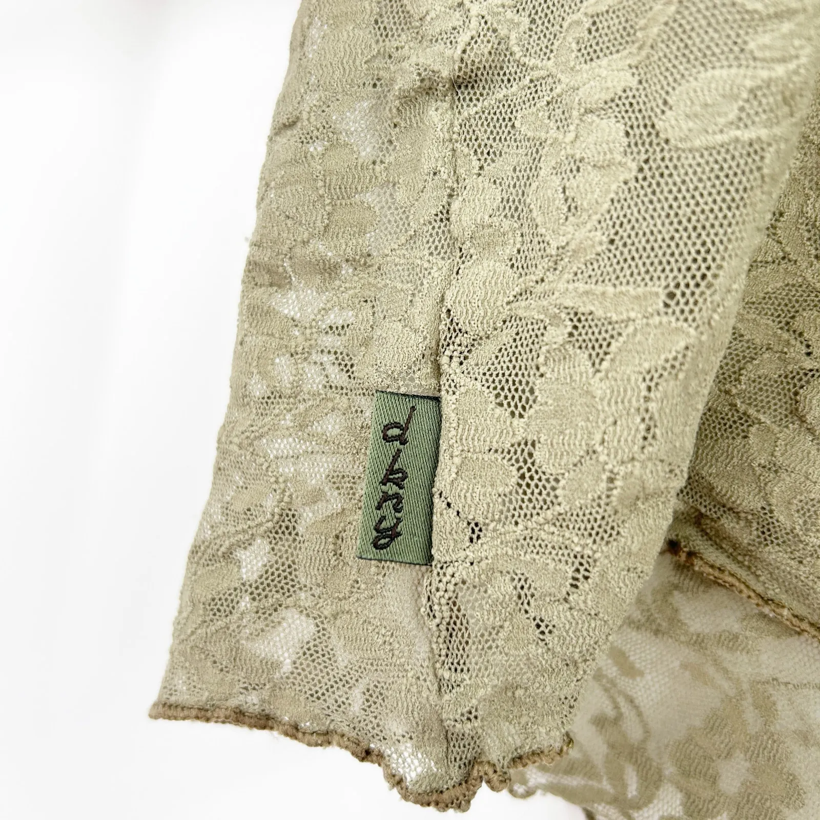 DKNY Womens‎ Y2K 2000s Coquette Sheer Lace Cami Top Camisole Size S Olive Green - Image 5