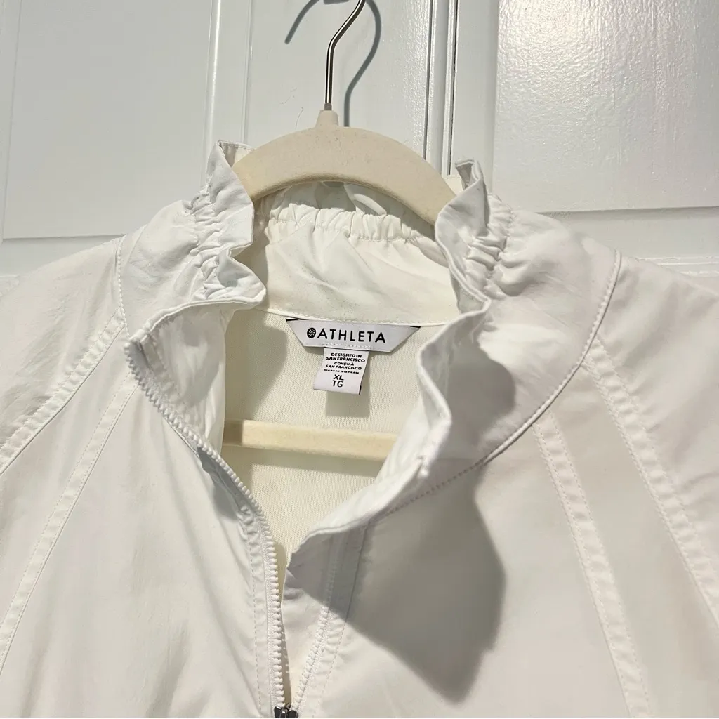 Athleta Advantage Poplin Top White XL Quarter Zip Stand Collar Tunic Pullover - Image 5