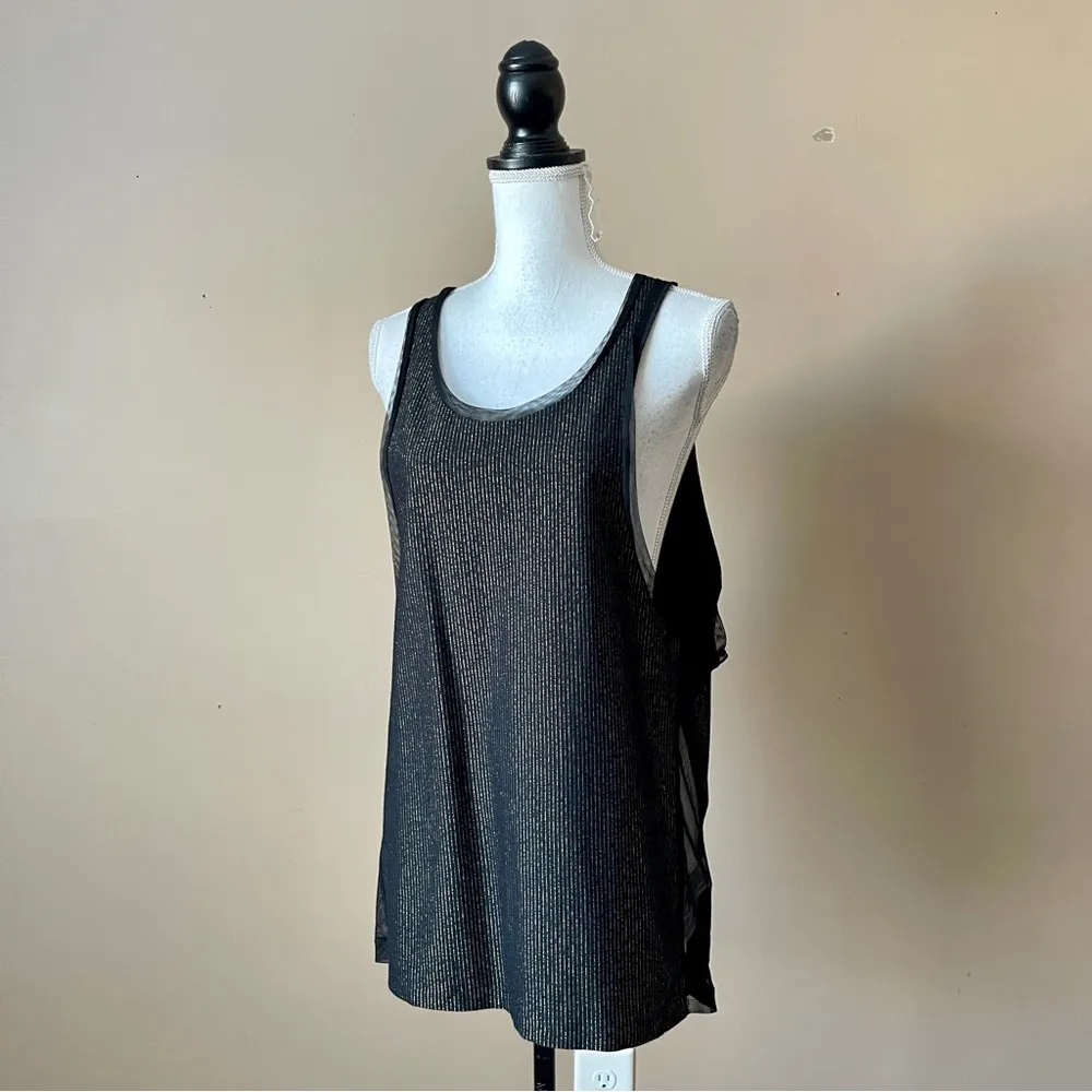 ZARA | Black & Gold Metallic Sparkle Muscle Tank Top Sz M - Image 3