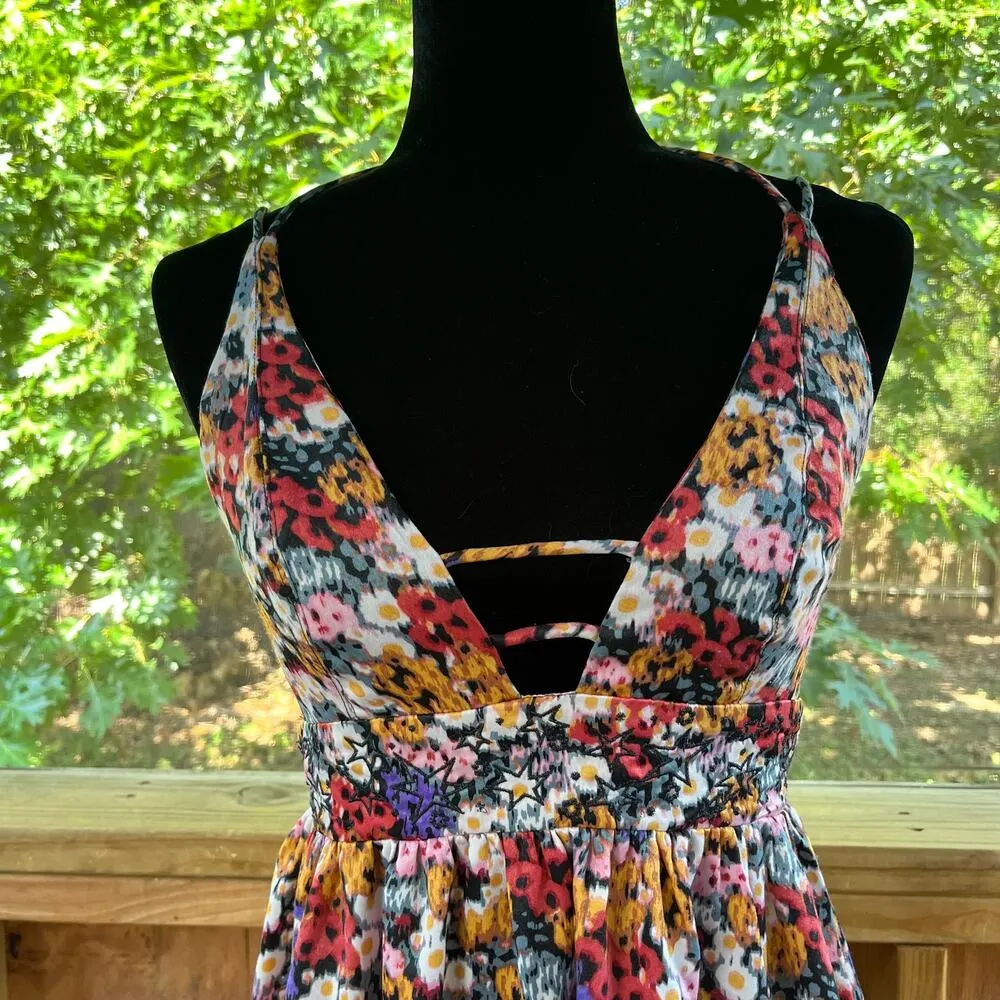 Urban Outfitters Naoi Strappy Mini Dress Colorful Floral Size M - Image 8