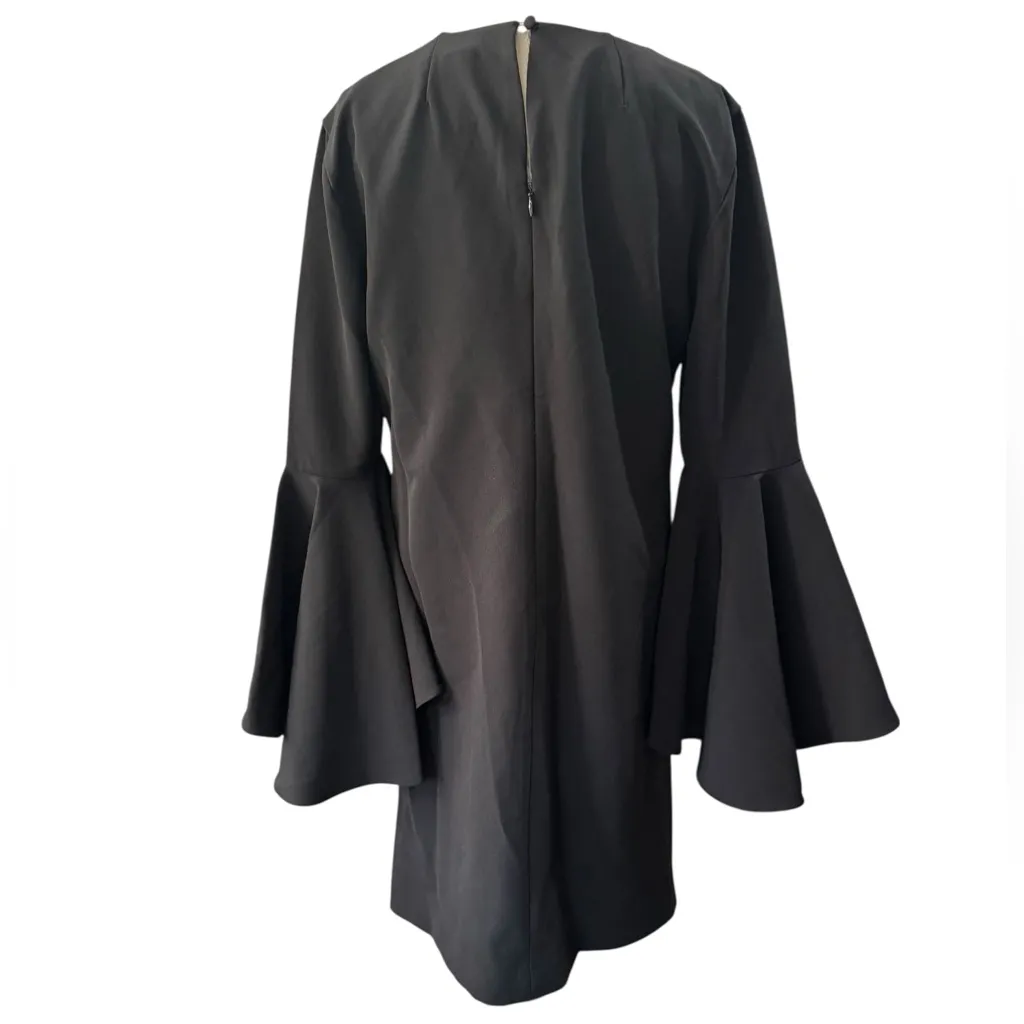 Catherine Malandrino Womens Bell flare Sleeve V Neck Dress Black Size 2 - Image 5