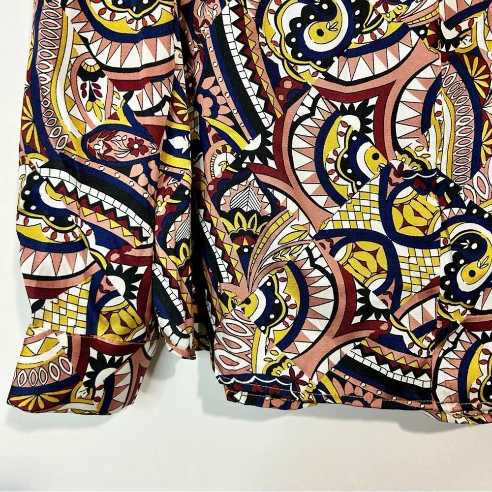 Jones New York Women’s Long Sleeve V Neck Twill Utility Blouse Gold Large NWT - Image 3