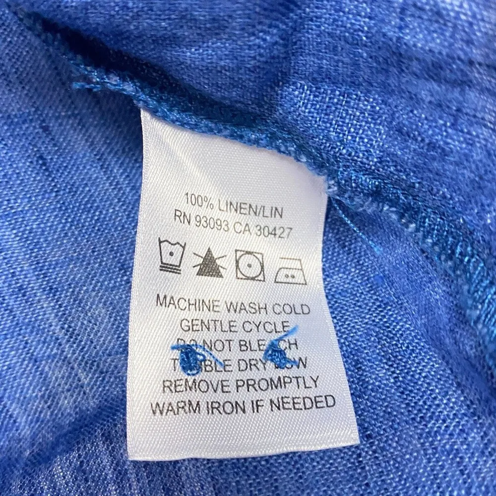 Nic+Zoe Women’s Petite Large Linen Blue 3/4 Button Down Top Blouse Breathable - Image 8