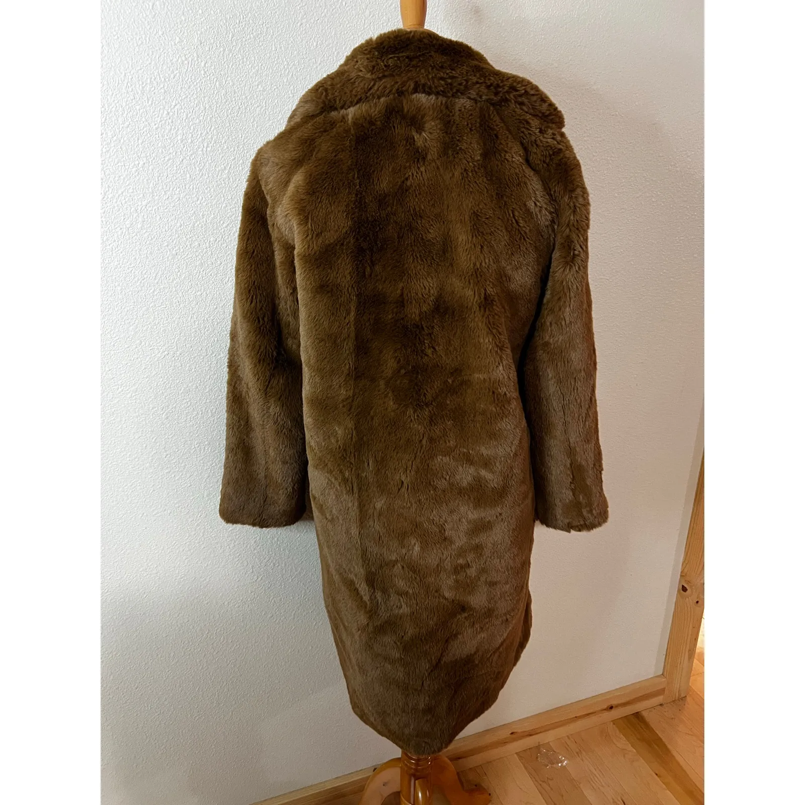 Apparis Siena Brown Faux Fur Teddy Long Coat MEDIUM - Image 7