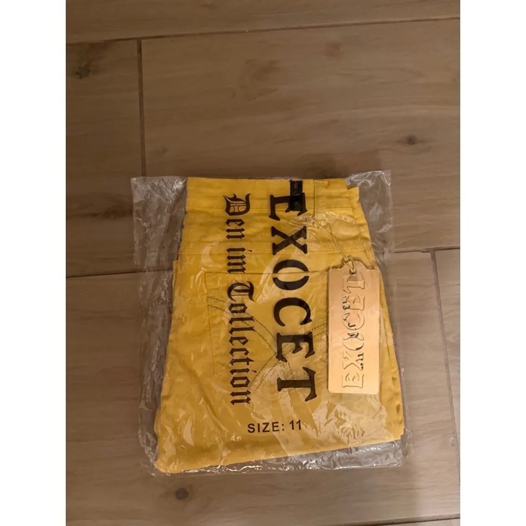 NEW EXOCET Yellow Y2K Denim Jorts Cotton Blend Bermuda Shorts 11 32/12” Size undefined - Image 3