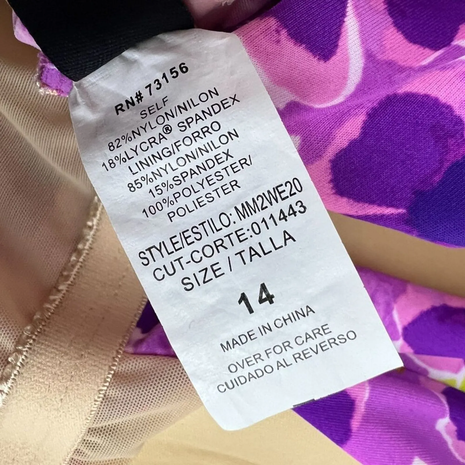 Maxine Of Hollywood Spa Shirred Girl Leg One Piece Swimsuit Purple Floral Size 1 - Image 6