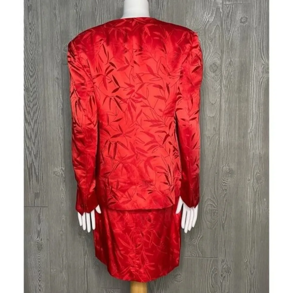 Vintage Versace classic v2 leaf floral silk skirt suit blazer jacket & skirt 10 - Image 4