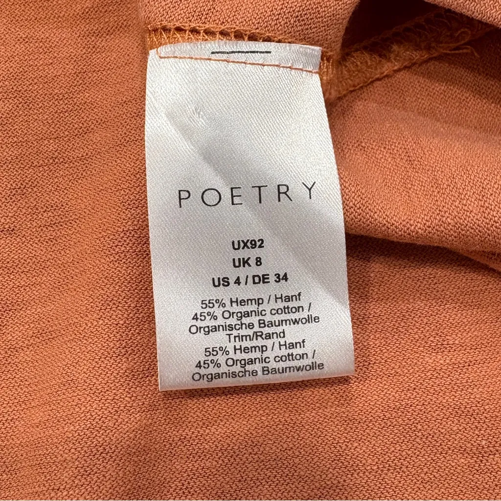 🌟POETRY🌟 KNIT & WOVEN TANK TOP HEMP ORGANIC COTTON BLEND ORANGE SZ 4 - Image 6
