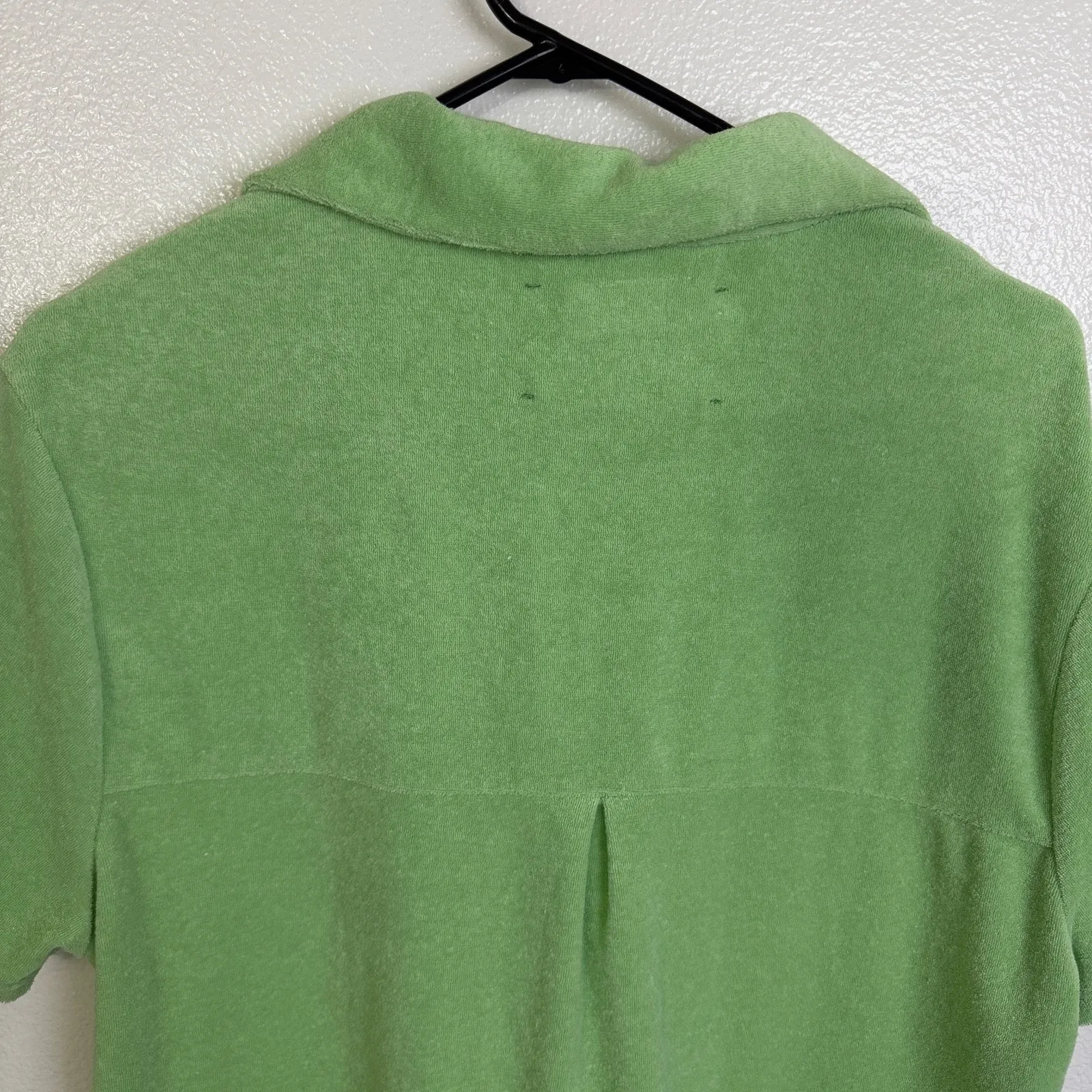 Araminta James Terry Top Womens Medium Green Short Sleeve Button Up Lounge - Image 7