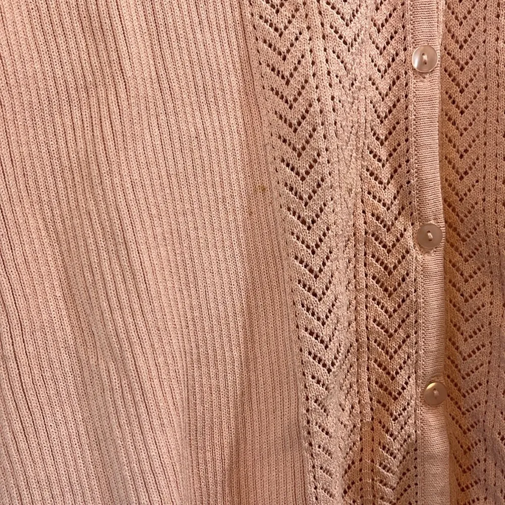 Vtg Casual Corner Soft Pink Pointelle Knit Heavyweight Cardigan & Tank - Image 6