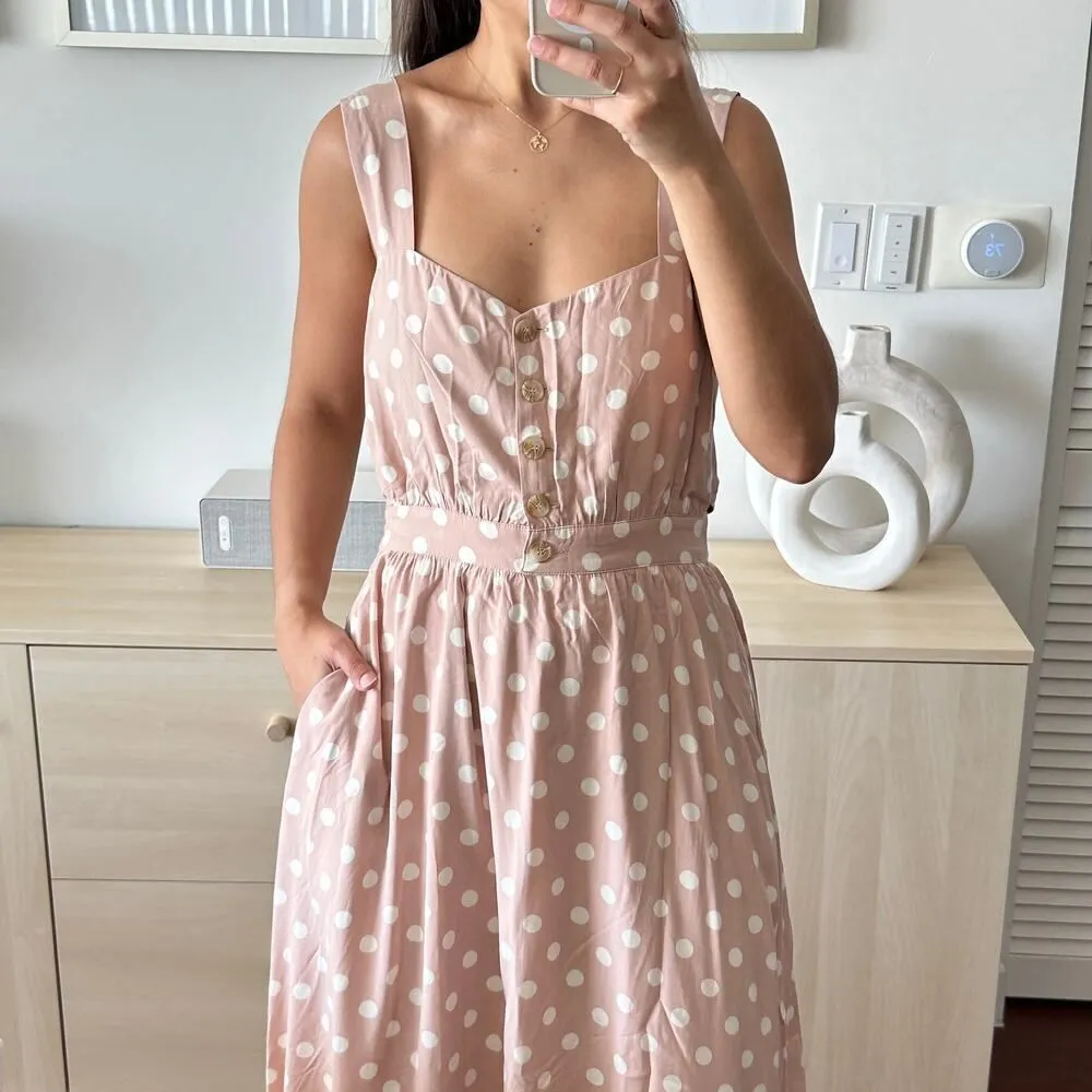 Reformation Lanai Polka Cot Cutout Back Midi Dress XS - Image 2