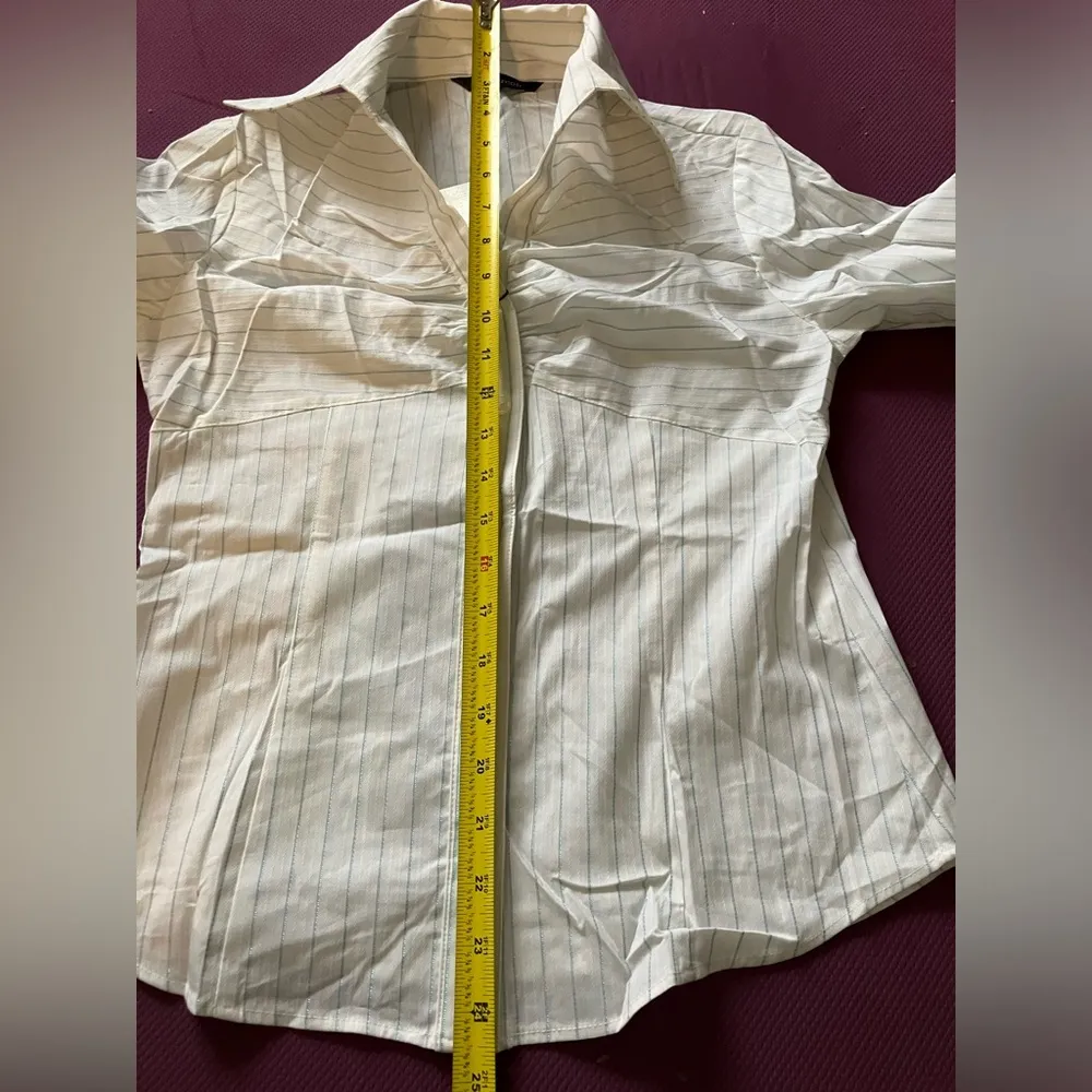 K.Garcon Long Sleeve Button Down Shirt Blue White Striped Women's S - Image 7