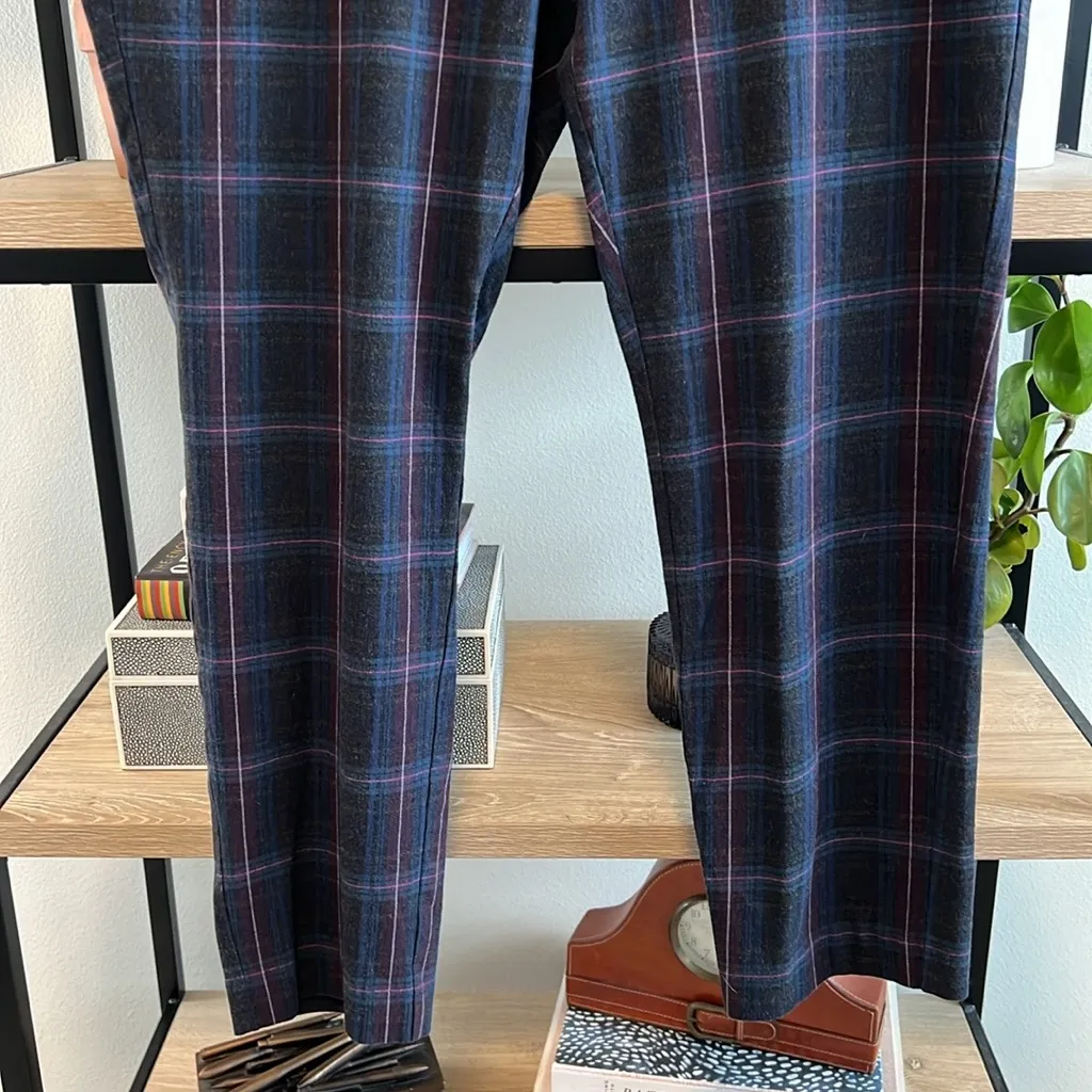 J. Jill Mid-Rise Plaid Cotton Blend Pocket Cropped Dress Pant Trouser Pant, 14 - Image 3