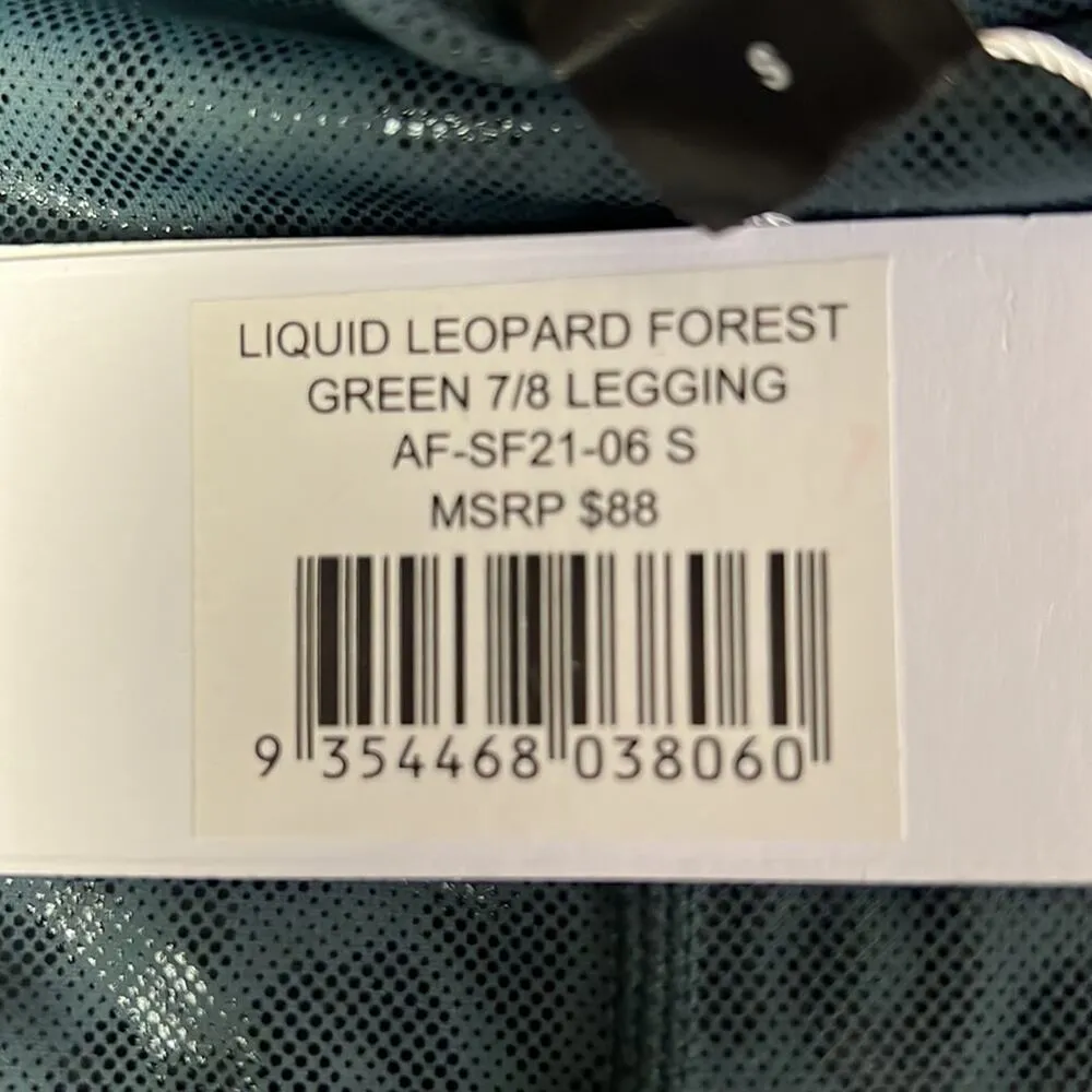 ALLFENIX Womens Athletic Sporty Liquid Leopard Forest Green 7/8 Legging Sz S - Image 9