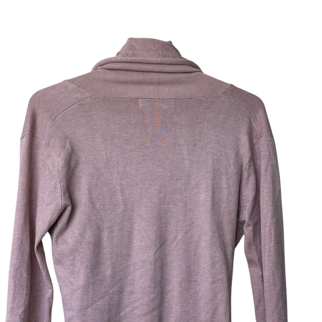 Zara Knit Belted Open Cardigan with Rolled Collar pink S - Image 6