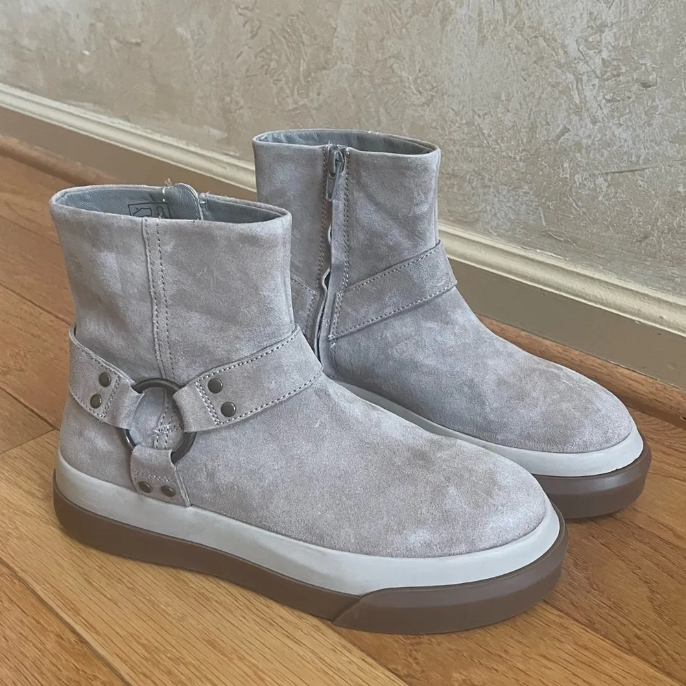 FREE PEOPLE Bodhi Harness Suede Leather Boots Sneaker Beige Sand Sz 6.5 - Image 5