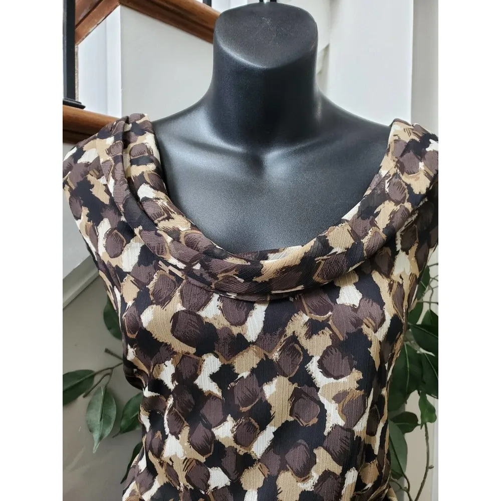 Womens Brown Black 100% Polyester Round Neck Sleeveless Knee Length Dress 10 - Image 5