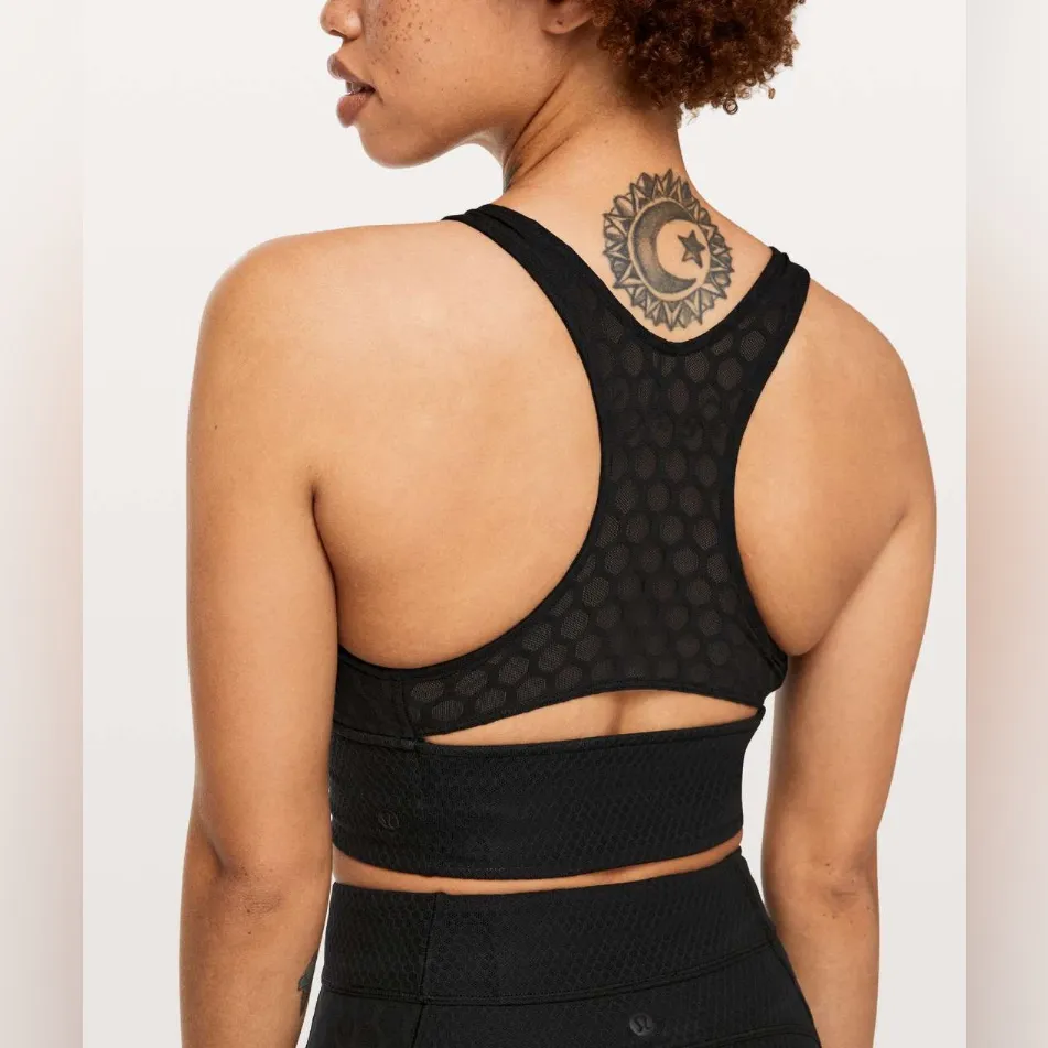 Lululemon Geo Bra *lululemon lab Longline Honeycomb Mesh in Black W2BGGS - Image 4