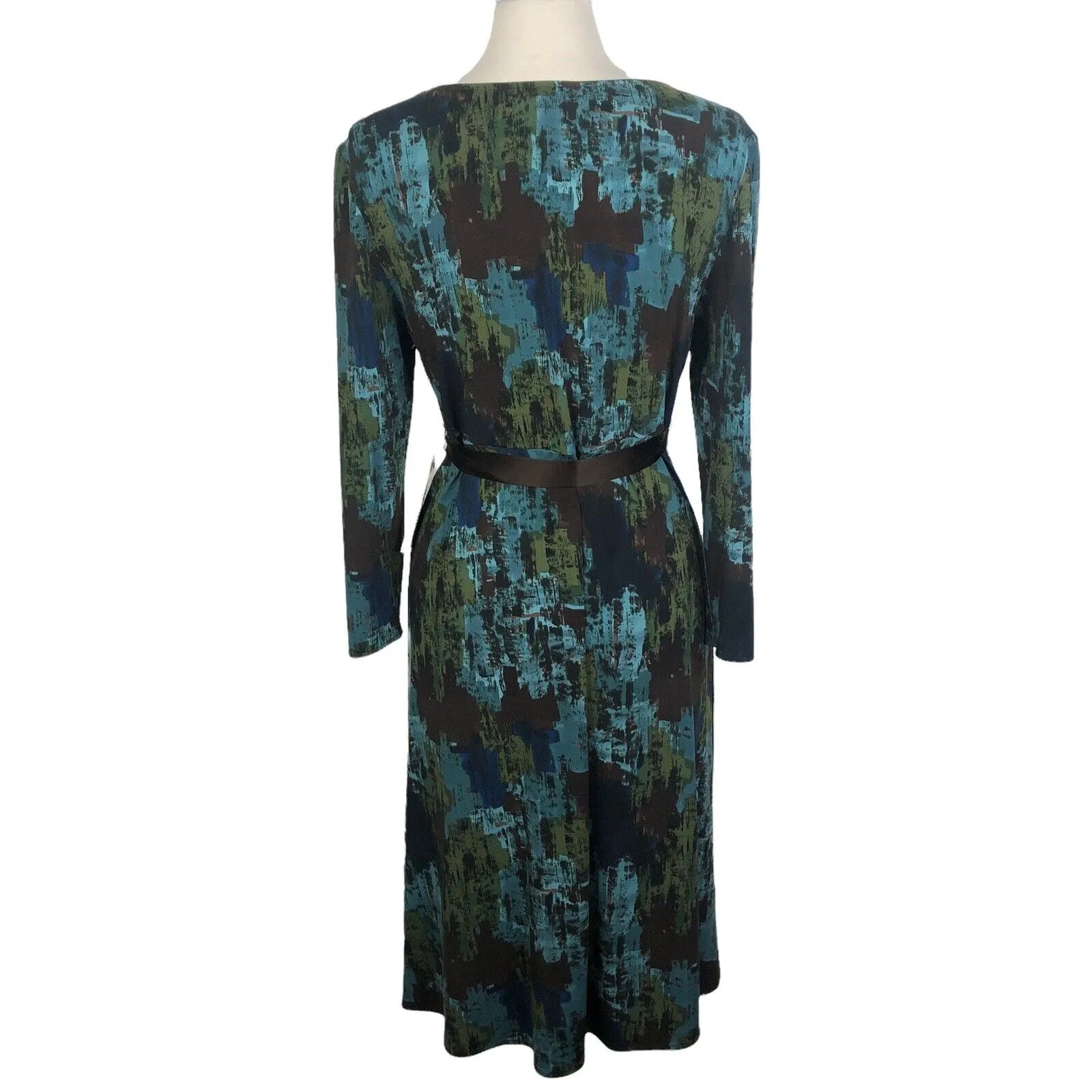 NEW BCBG MAXZRIA V-Neck Long Sleeve Multicolor Tie-Waist Dress Women's Large - Image 5