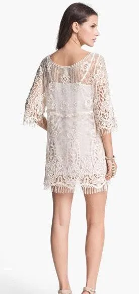 Ivory Crochet Tunic Dress - Image 3