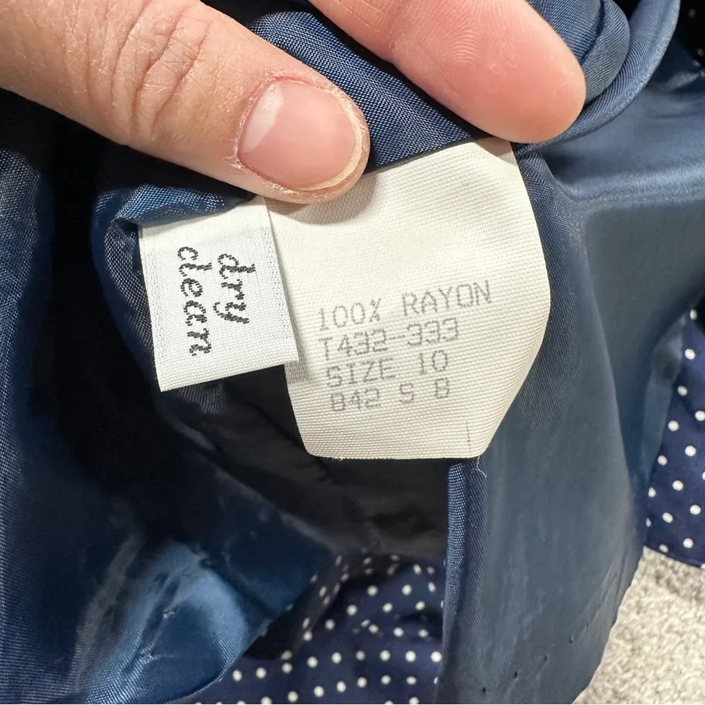 Pendleton Womens Vintage Polka Dot Print Lightweight Blazer Jacket Retro Navy 10 - Image 11