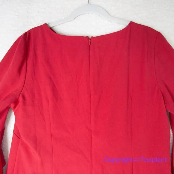 New! Chico's red flare bell sleeve sheath‎ dress, size L, Chico's size 2 - Image 10