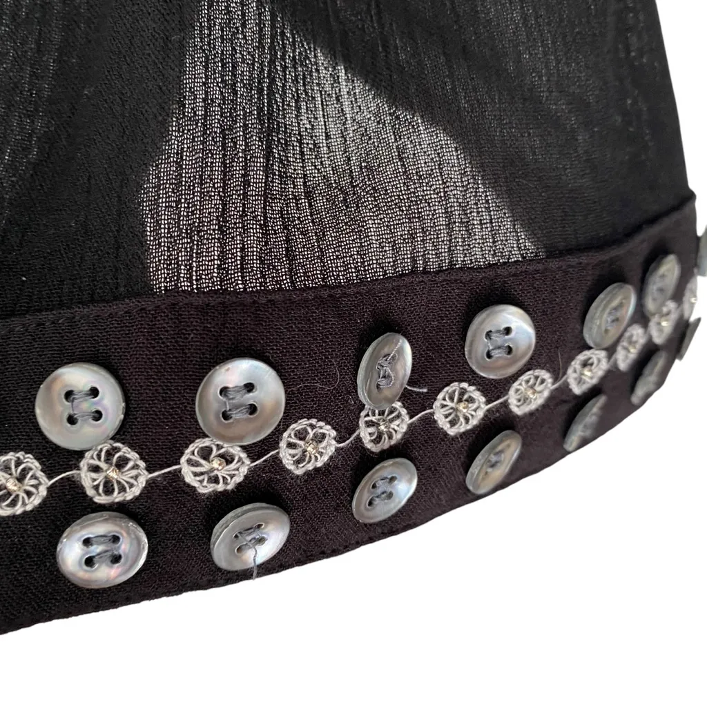 Soft Surroundings Black Breezeway Rafina Gauze Open Cardigan Beaded Open Front - Image 4