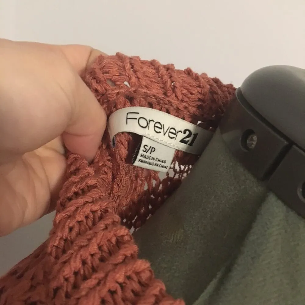 Forever 21 Open Stitch Crewneck Sweater Mauve Small - Image 2