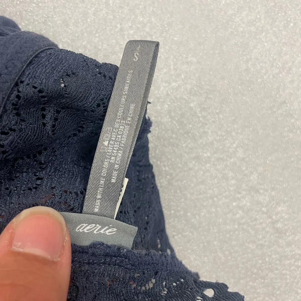 Bundle of Aerie Blue Lace Bralettes Bandeau and High Necklace - Image 4