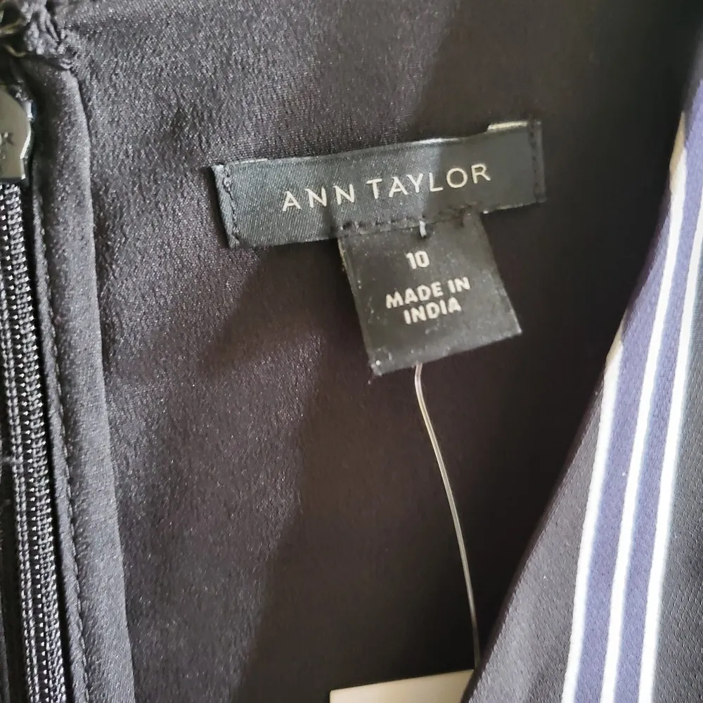 black dress size 10 casual A line striped layered midi preppy dress - Image 4