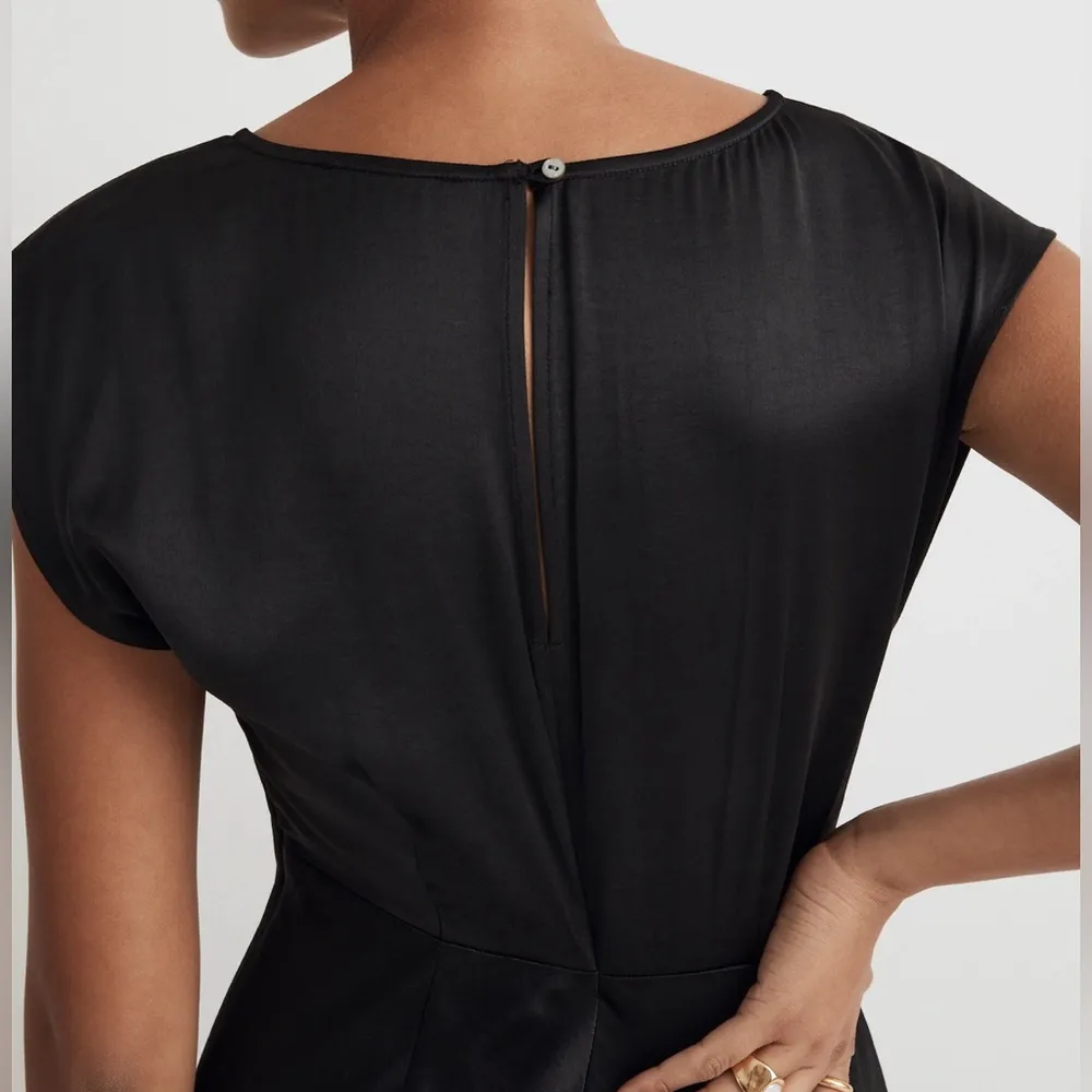 Madewell Black Wide V-Neck Midi Dress Size 00 - Image 5