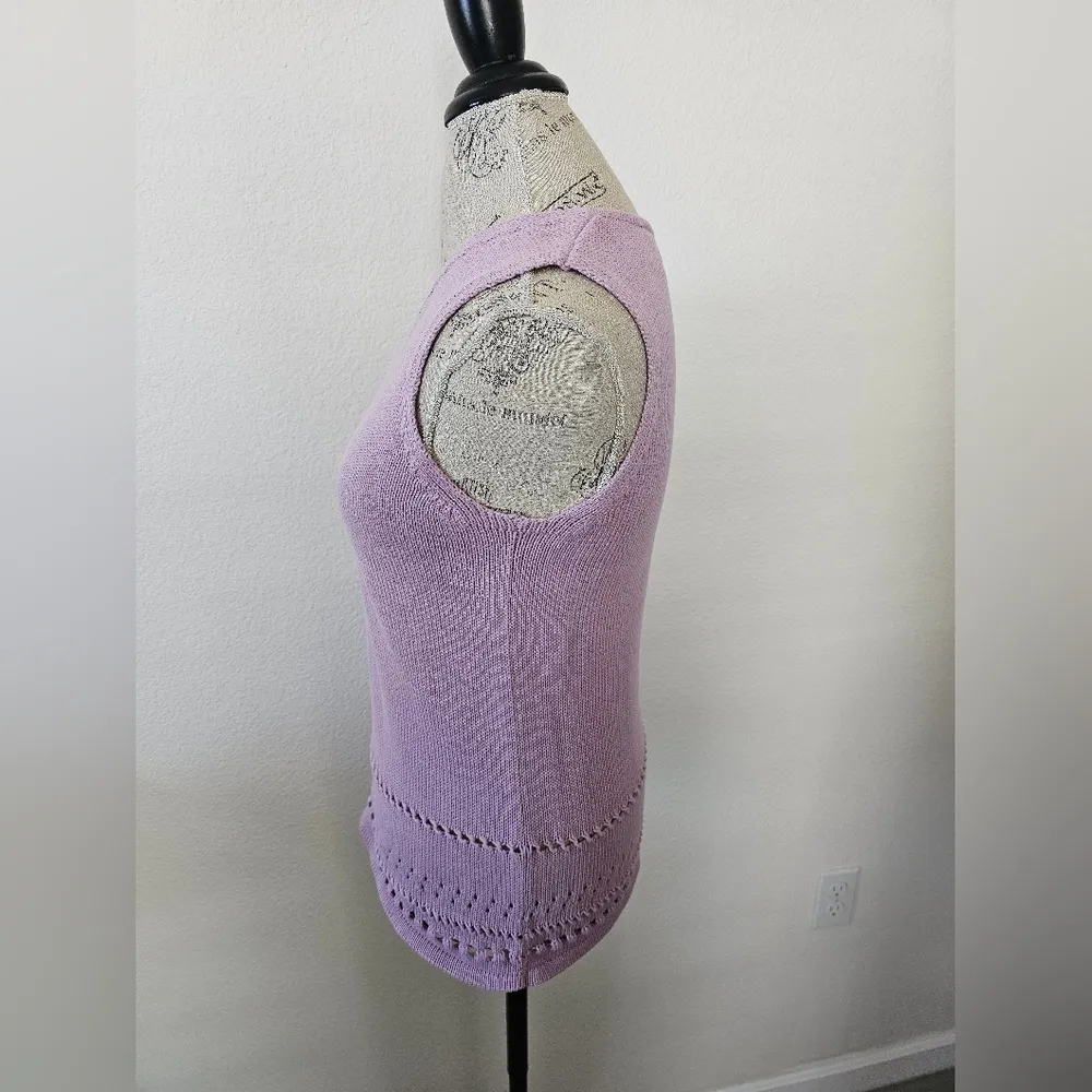 Jeanne Pierre Lavender Purple Knit Sleeveless Top Sweater Vest sz S - Image 2