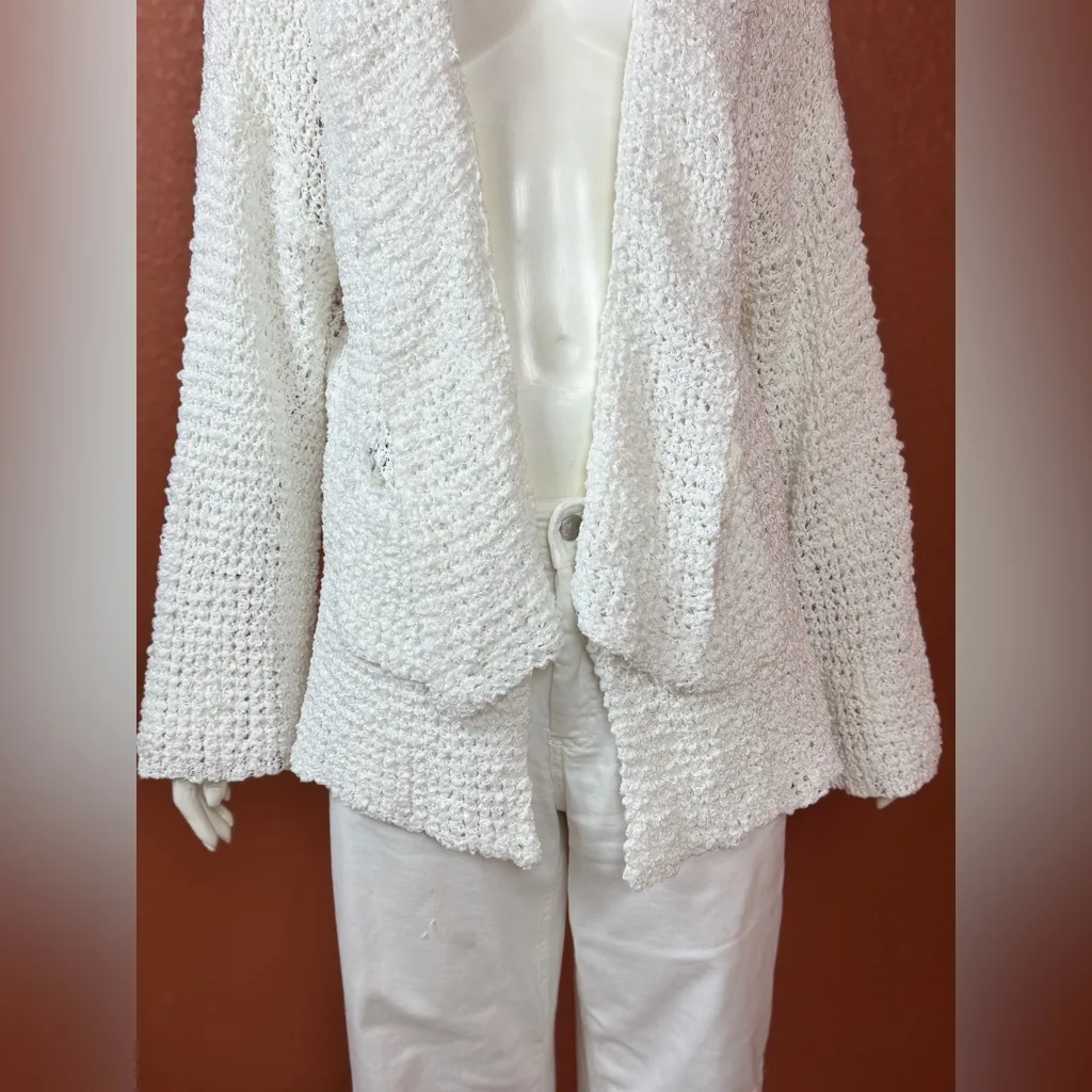 POL - Ivory/Oatmeal Loose Weave Cozy Cardigan Size Medium - Image 8