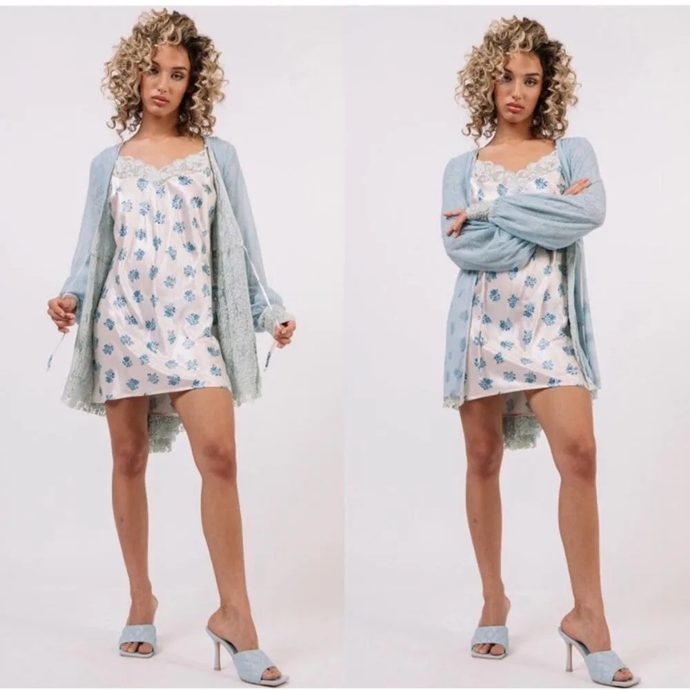 We are HAH Blue Make it a Double Reversible Lace Robe Medium Hot As Hell - Image 3