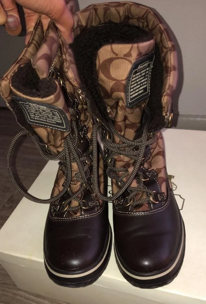 Coach Brown Leather Winter Boots - Image 6