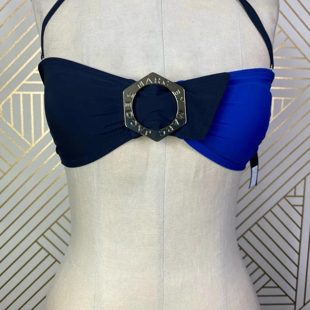 Marc by Marc Jacobs Broken Solids Bandeau Bikini Top Two Toned Blue Size US XS - Image 7