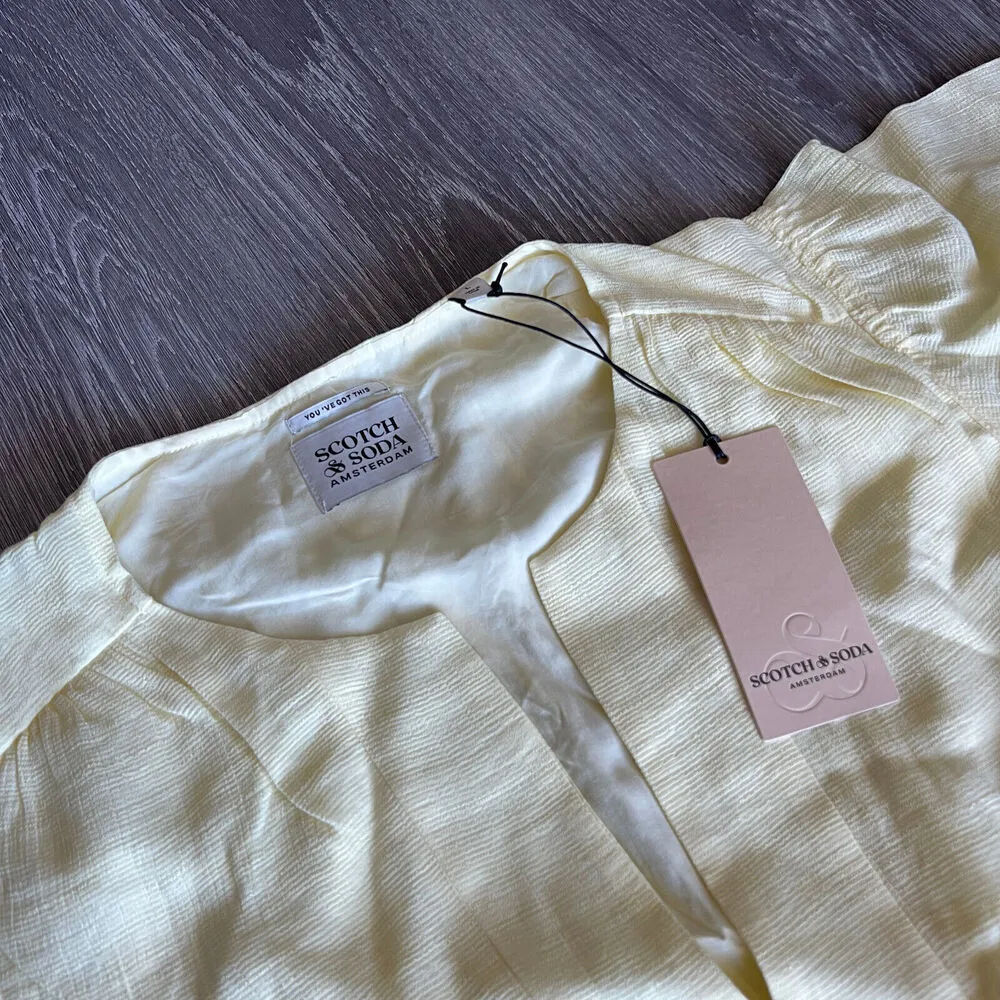 Scotch And Soda Dress Large Midi Paneled With Gathering Details Yellow Preppy - Image 5