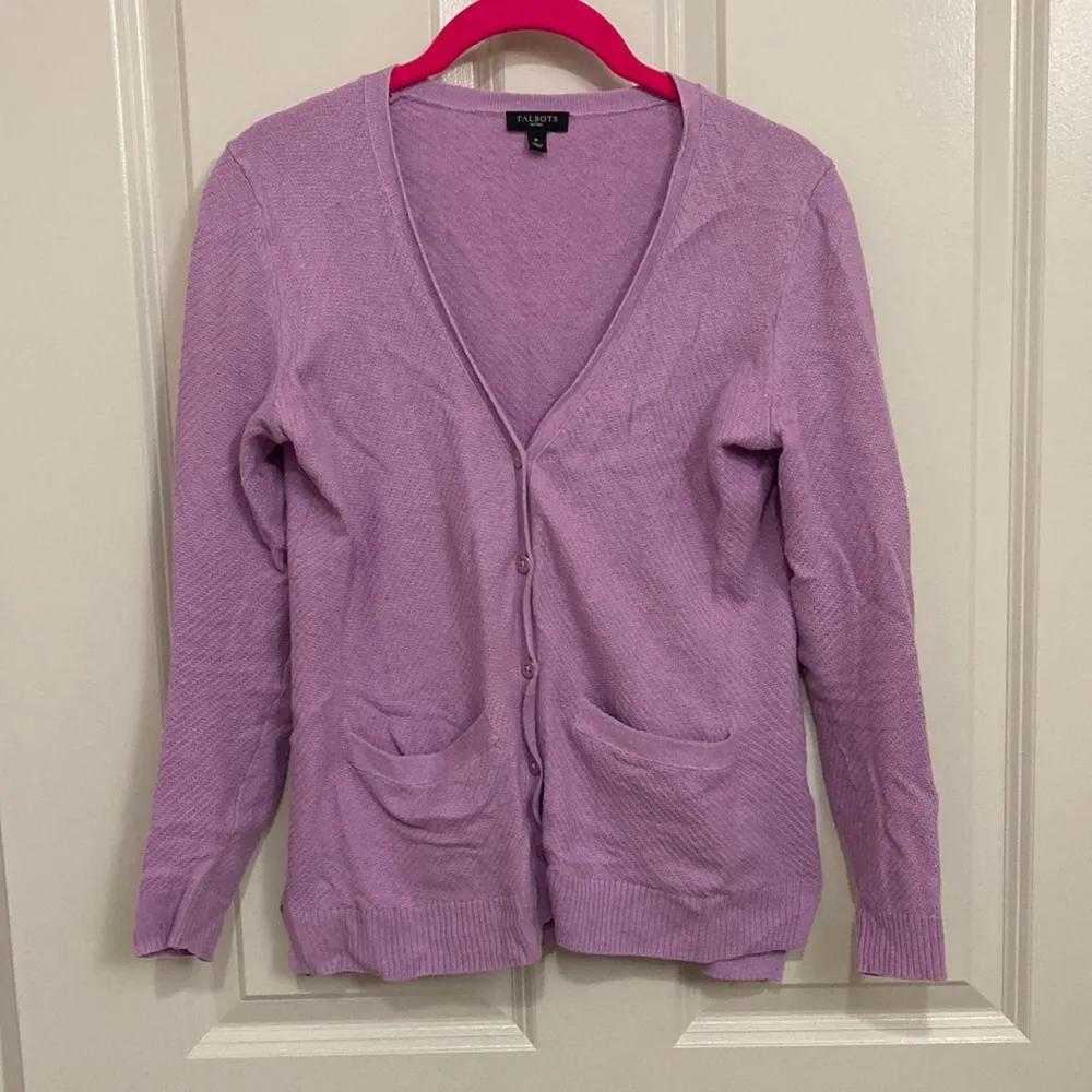 Talbots Petite Lavender Cardigan - Image 3